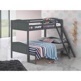 Arlo Twin Over Full Bunk Bed with Ladder Grey - Space-Saving, Modern Design