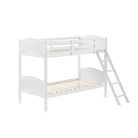 Arlo Twin Over Twin Bunk Bed with Ladder White - Modern, Durable, and Space-Saving