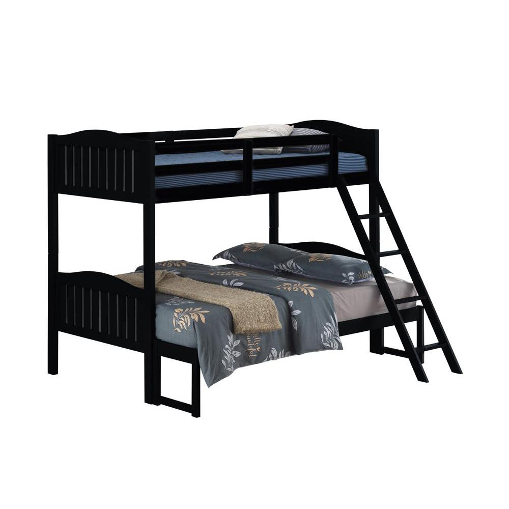 Arlo Twin Over Full Bunk Bed with Ladder Black - Modern Space-Saving Design