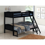 Arlo Twin Over Full Bunk Bed with Ladder Black - Modern Space-Saving Design