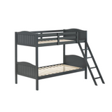 Arlo Twin Over Twin Bunk Bed with Ladder Grey - Space-Saving, Modern Design