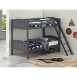 Arlo Twin Over Twin Bunk Bed with Ladder Grey - Space-Saving, Modern Design