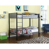 Meyers Twin Over Twin Metal Bunk Bed Black and Gunmetal - Modern and Sturdy Design