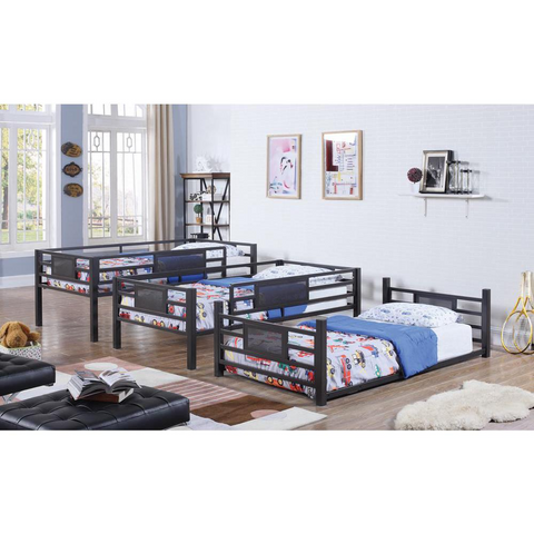 Rogen Twin Triple Bunk Bed Dark Bronze - Heavy Duty Metal Triple Bunk Bed