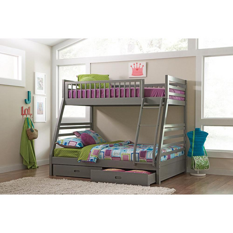 Ashton Twin Over Full Bunk 2-drawer Bed Grey - Stylish and Functional Bunk Bed