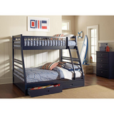 Ashton Twin Over Full 2-drawer Bunk Bed Navy Blue - Solid Pine Construction