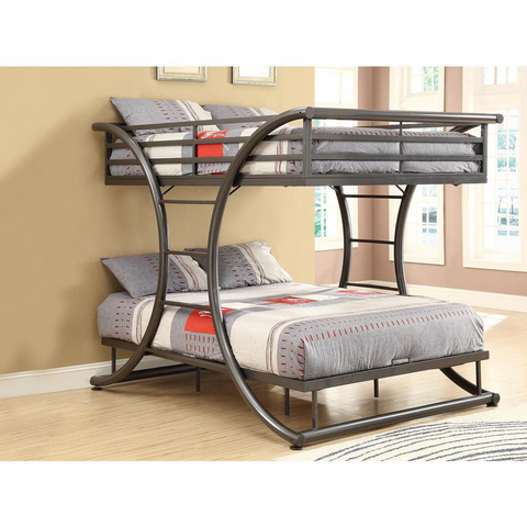 Stephan Full Over Full Bunk Bed Gunmetal - Sleek and Sturdy Metal Bunk Bed