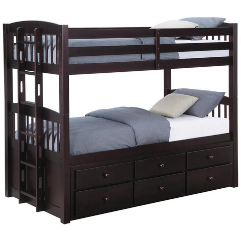 Kensington Twin Over Twin Bunk Bed with Trundle Cappuccino