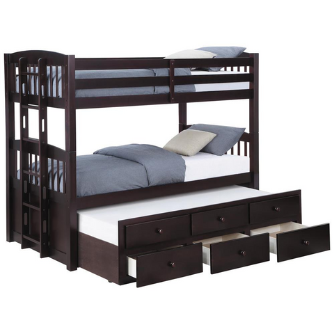 Kensington Twin Over Twin Bunk Bed with Trundle Cappuccino