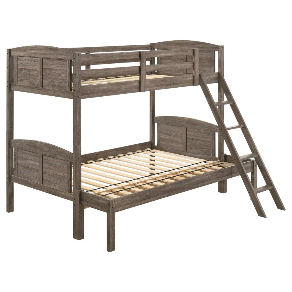 Flynn Twin Over Full Bunk Bed Weathered Brown - Rustic, Compact, and Versatile