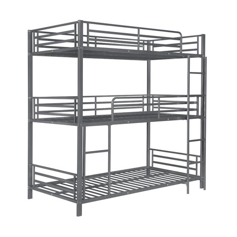 Maynard Metal Triple Twin Bunk Bed Gunmetal - Space-Saving Design