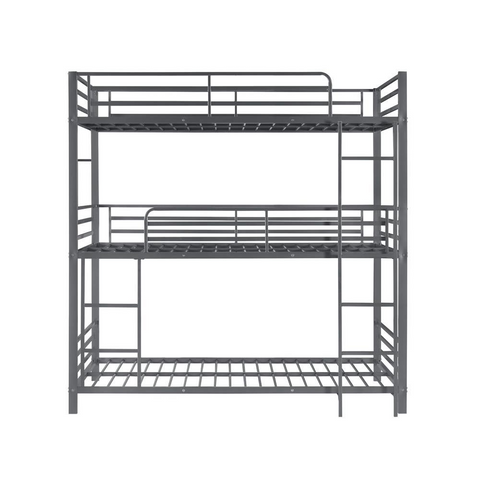 Maynard Metal Triple Twin Bunk Bed Gunmetal - Space-Saving Design