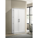 Lincoln White Storage Cabinet with Swing-Out Storage Door - Organize Your Space with Elegance