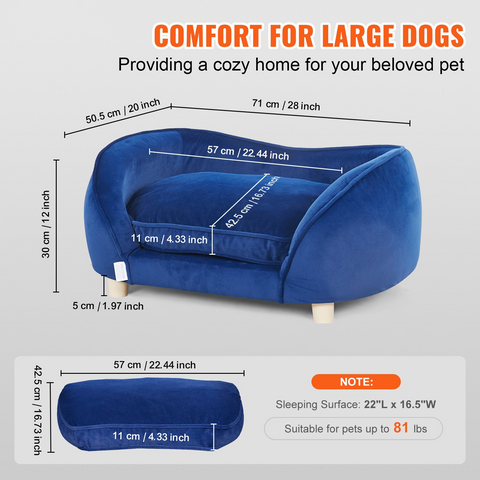 VEVOR Pet Sofa Dog Couch for Medium-Sized Dogs and Cats - Velvet Fabric, Stylish Design