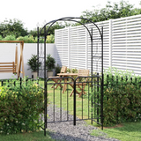 vidaXL Garden Arch with Gate Black 42.5"x17.7"x92.5" Steel