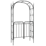 vidaXL Garden Arch with Gate Black 42.5"x17.7"x92.5" Steel