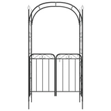 vidaXL Garden Arch with Gate Black 42.5"x17.7"x92.5" Steel