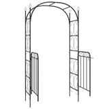 vidaXL Garden Arch with Gate Black 42.5"x17.7"x92.5" Steel