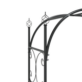 vidaXL Garden Arch with Gate Black 42.5"x17.7"x92.5" Steel