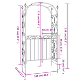 vidaXL Garden Arch with Gate Black 42.5"x17.7"x92.5" Steel