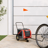 vidaXL Pet Bike Trailer Orange and Black Oxford Fabric and Iron - Comfortable and Convenient