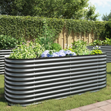 vidaXL Garden Raised Bed 94.5"x31.5"x31.9" Galvanized Steel Gray - DIY Garden Decor