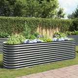 vidaXL Garden Raised Bed 126"x31.5"x31.9" Galvanized Steel Gray