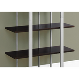 4 SHELF BOOKCASE - 60"H / CAPPUCCINO / SILVER METAL - WhatYouNeedSales