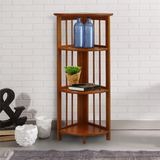 4-Shelf Corner Folding Bookcase-Honey Oak - WhatYouNeedSales