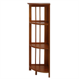 4-Shelf Corner Folding Bookcase-Honey Oak - WhatYouNeedSales