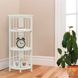 4-Shelf Corner Folding Bookcase-White - WhatYouNeedSales