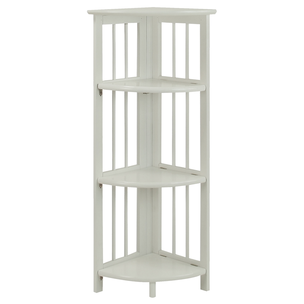 4-Shelf Corner Folding Bookcase-White - WhatYouNeedSales