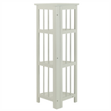 4-Shelf Corner Folding Bookcase-White - WhatYouNeedSales