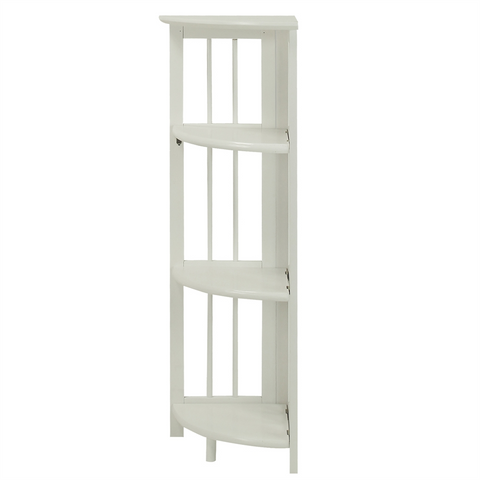 4-Shelf Corner Folding Bookcase-White - WhatYouNeedSales