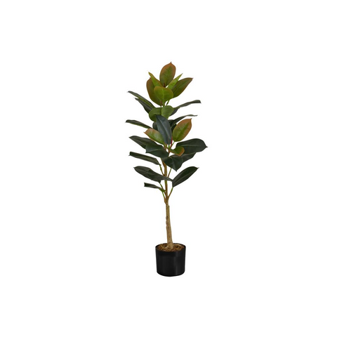 Artificial Plant, 40" Tall, Rubber Tree, Decorative, Green Leaves, Black Pot - WhatYouNeedSales