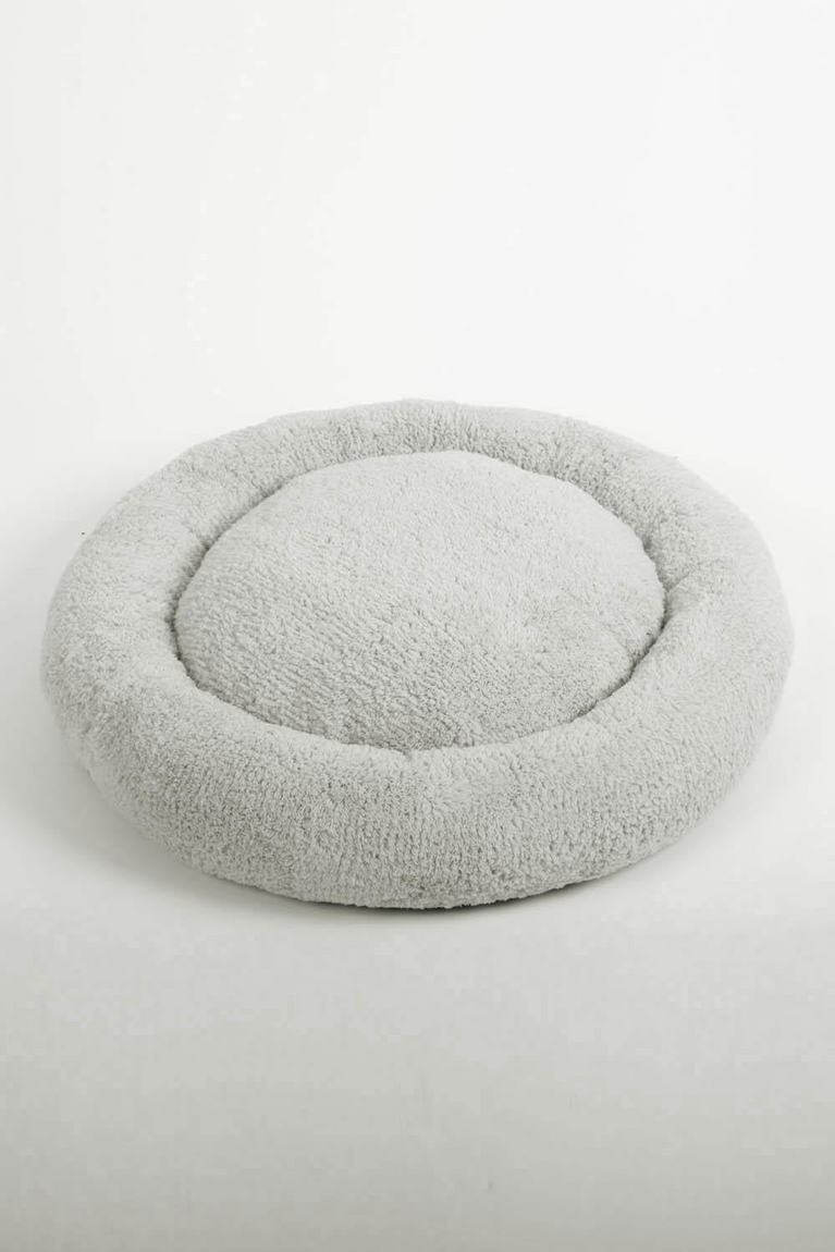 Cookie Pet Sherpa Fleece Washable Round Dog Cat Bed, 50 Cm, Light Gray