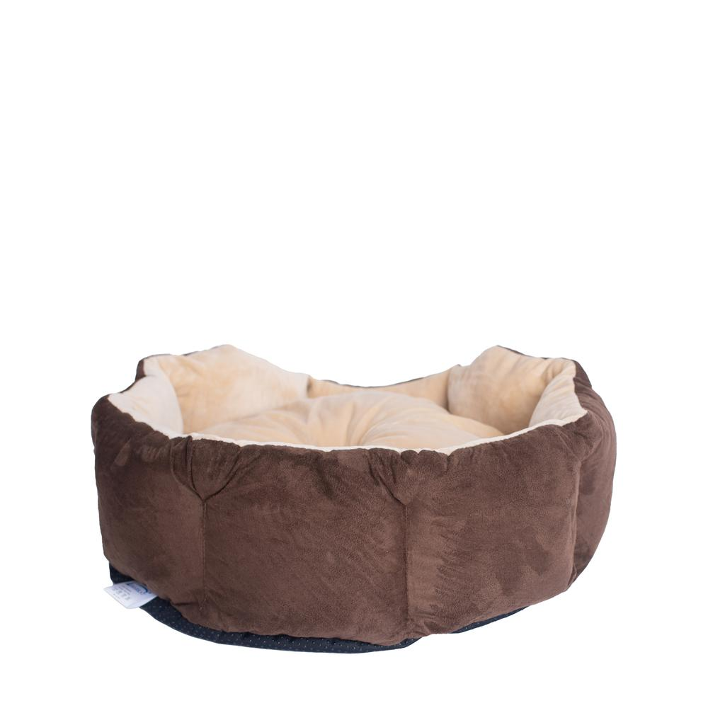 Armarkat Model C01HKF/MH Pet Bed with Polyfill in Beige & Mocha for Cats and Extra Small Dogs