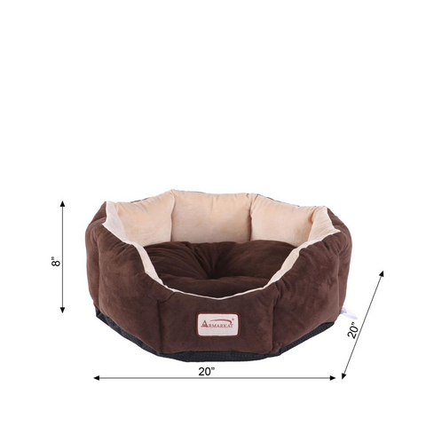 Armarkat Model C01HKF/MH Pet Bed with Polyfill in Beige & Mocha for Cats and Extra Small Dogs