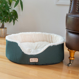 Armarkat Pet Bed Model C04HML/MB - Laurel Green and Ivory | Durable Canvas and Silky Soft Plush