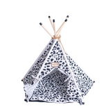 Armarkat Cat Bed Model C46, Teepee Style, White with Black Paw Print - Comfortable and Stylish Cat Bed Tent