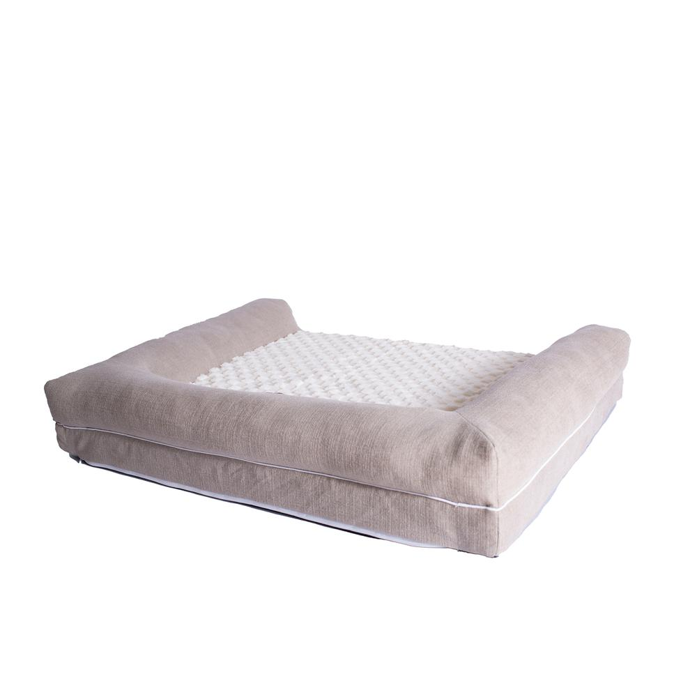 New Armarkat Model D07B Ivory & Beige Medium Bolstered Pet Bed with Memory Foam