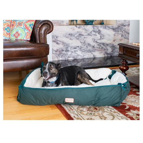 Armarkat Model D04HML/MB-L Large Laurel Green & Ivory Pet Bed and Mat - Comfortable and Stylish