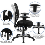 Mid-Back Black Mesh Multifunction Executive Swivel Ergonomic Office Chair with Adjustable Arms