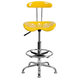 Vibrant Yellow and Chrome Drafting Stool with Tractor Seat