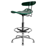 Vibrant Green and Chrome Drafting Stool with Tractor Seat