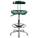 Vibrant Green and Chrome Drafting Stool with Tractor Seat