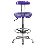 Vibrant Violet and Chrome Drafting Stool with Tractor Seat