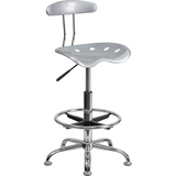 Vibrant Silver and Chrome Drafting Stool with Tractor Seat