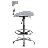 Vibrant Silver and Chrome Drafting Stool with Tractor Seat