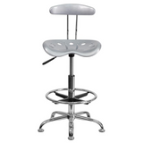 Vibrant Silver and Chrome Drafting Stool with Tractor Seat